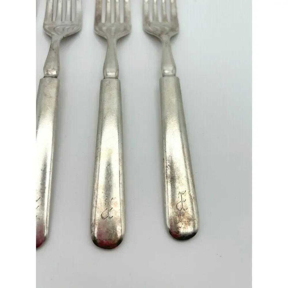 1847 Rogers Bros Forks Set of 6 Windsor Silverplate Monogramed 